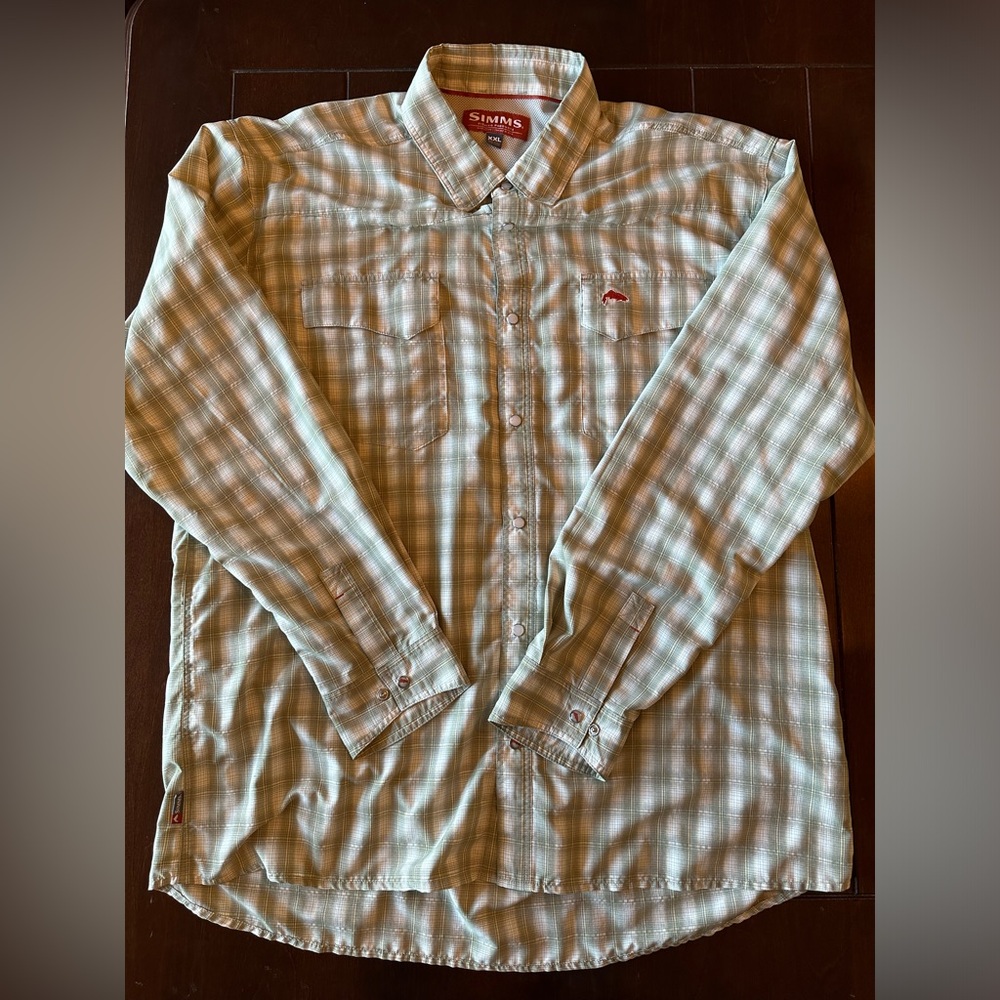 Simms Big Sky Pearl Snap - XXL -Green Plaid